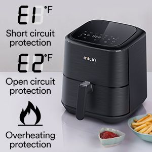 Photo 1 of Air Fryer, Milin 1700w XL Air Fryer with 100 Recipes Cookbook, LED Touch Screen Electric Hot Air Fryer Oven with 7 Presets, 5.8 QT Digital Air Fryer with 7 Presets, Non-stick Oilless Cooker