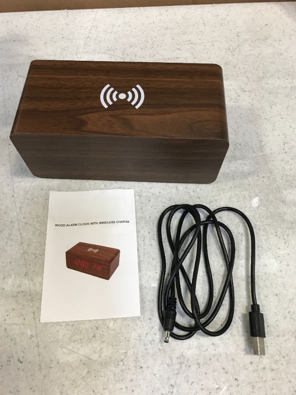 Photo 1 of WOOD ALARM CLOCK WITH WIRELESS CHARGER 