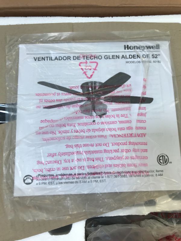 Photo 1 of 52" Honeywell Glen Alden Oil Rubbed Bronze Hugger Ceiling Fan with 4 Light