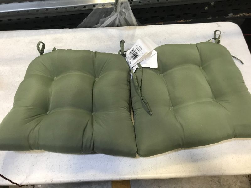 Photo 1 of Arlee Micro Fiber Chair Pad with Tie Backs Set of 2, Olive