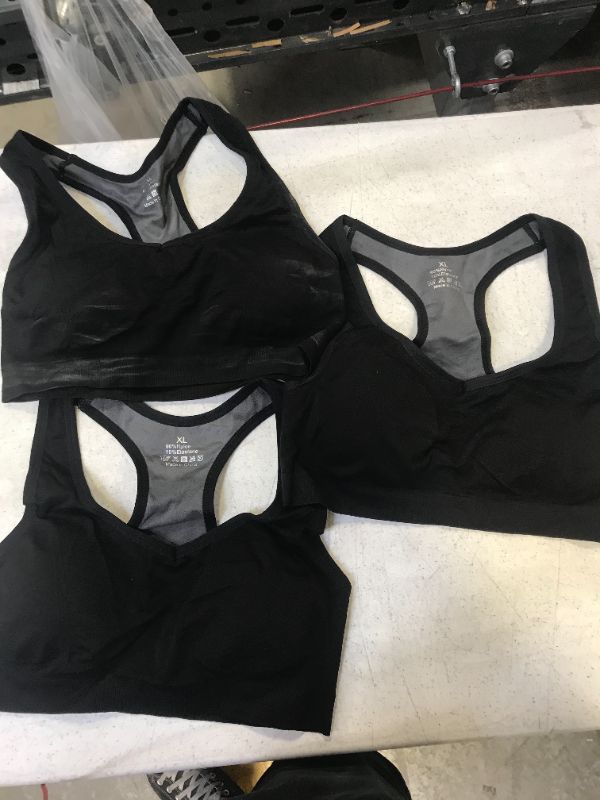 Photo 2 of 3 Pack womens rackback sport bras XL Black 