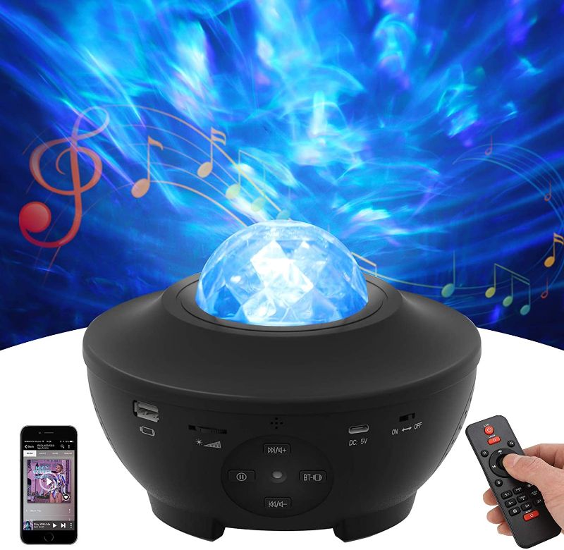 Photo 1 of 
star projector night light, galaxy light starlight projector with Bluetooth music speaker, ocean wave starry nebula
