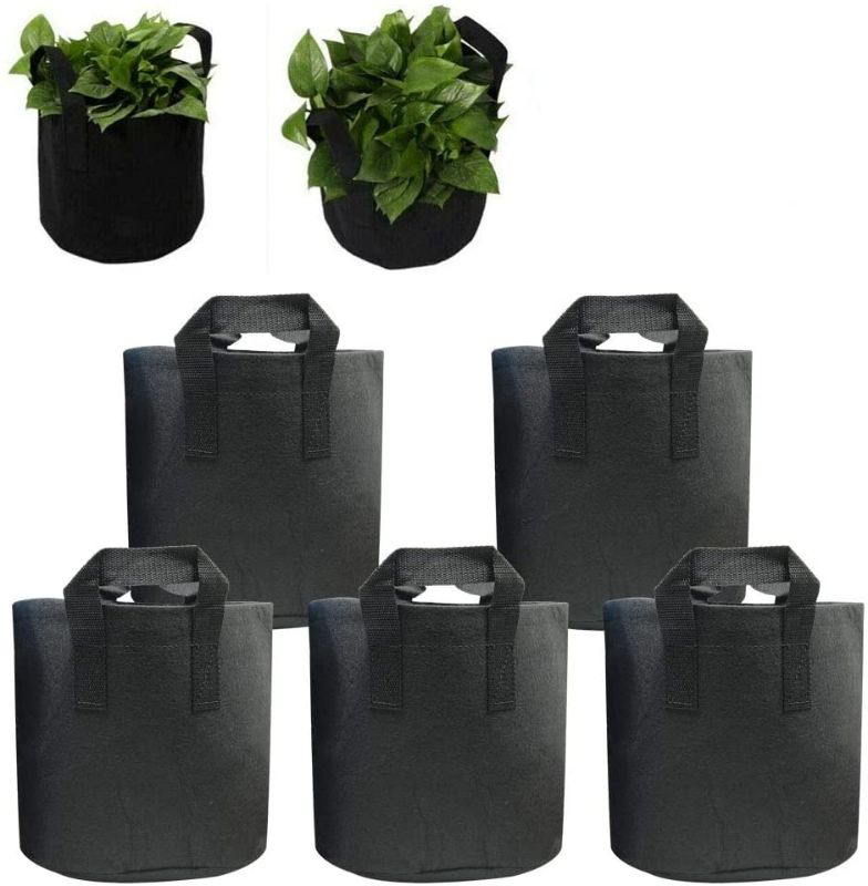 Photo 1 of 
5-Pack 5-15 Gallons Grow Bags -PET Recycled Environmental Protection Fabric Plant Pots with Handles (5 Gallons)