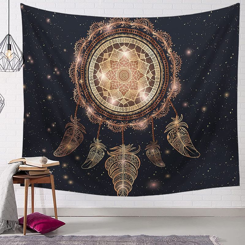 Photo 1 of dream catcher tapestries for bedroom esthetic black and gold tapestry wall hanging metallic hippie tapestry for bedroom
51"x 59