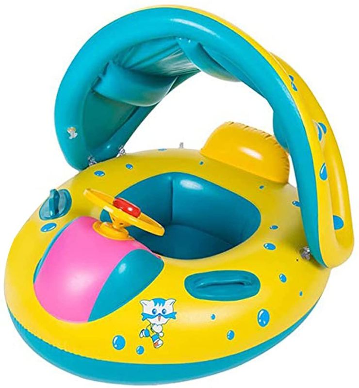 Photo 1 of Wishliker Inflatable Baby Toddler Pool Float Swimming Ring with Sun Canopy for The Age 6-36 Months