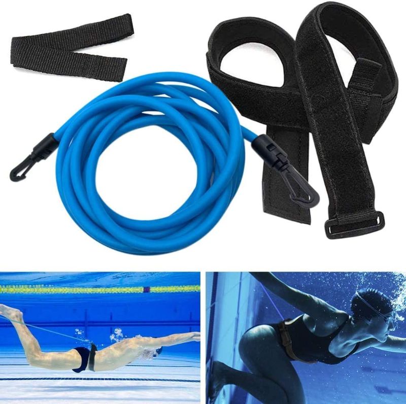 Photo 1 of DPcrafts Swim Training Belts Swim Bungee Cords Resistance Bands Swim Tether Stationary Swimming, Swim Harness Static Swimming Belt
