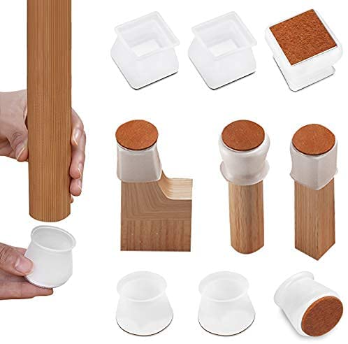 Photo 1 of 16 PCS Chair Leg Caps Covers,Chair Leg Protectors for Hardwood Floors,Free Moving Furniture Foot Protector Pads for Protecting Wood Floors from Scratches and Noise,Safe Transparent Silicone/Square
