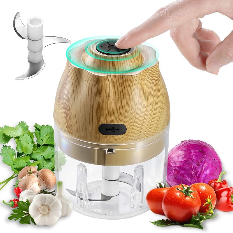 Photo 1 of CSHope Electric Mini Garlic Chopper, Mini Chopper Food Processor, Portable Mini Food Processor, Rechargeable Mini Chopper for Garlic, Ginger, Onion, Chili, Pumpkin, Vegetables, BPA Free, 250ml
