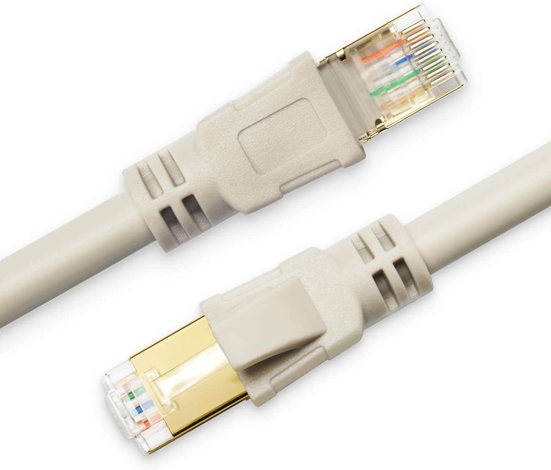 Photo 1 of CAT 8 Ethernet Cable, 50ft High Speed 40Gbps 2000MHz Morandi White CAT8 SFTP Cord, Gigabit Internet Network LAN Cable Faster Than CAT7, CAT6, CAT5e, CAT5 Cable (Morandi White, 50ft)
