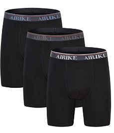 Photo 1 of AIRIKE Boxer Briefs Men Pack Long Leg Soft Bamboo Black Underwear Big Size and Tall Underpants size Small 