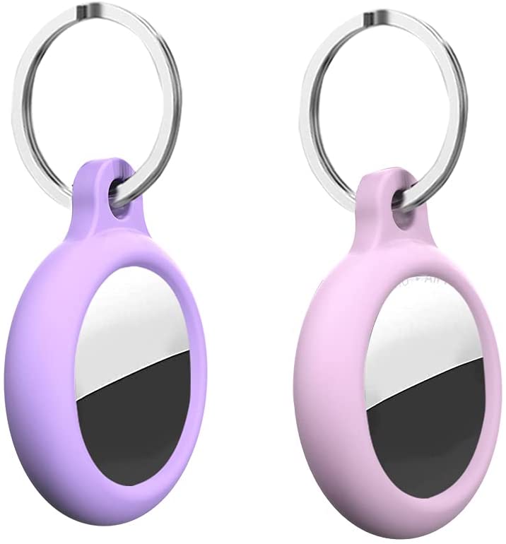 Photo 1 of Purple/Pink Air Tag Holder for Apple AirTag Finder 2021,2 Pack Waterproof AirTag Accessories with Keychain Anti-Scratch Air Tag Tracker Cover for Pet Dog Bag
