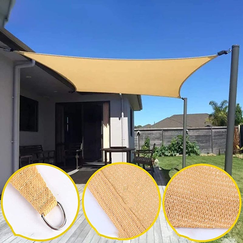 Photo 1 of 8' x 10' Sun Shade Sail Rectangle UV Block Canopy Sail Shade Cloth Awning for Patio Backyard Lawn Garden Outdoor Activities, Sand
