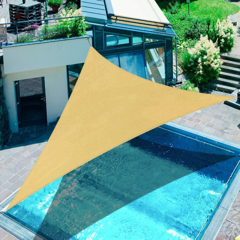 Photo 1 of  16' x 16' x 16' Triangle Sun Shade Outdoor Canopy Shade Sail Awning UV Block for Patio Backyard Garden Sand
