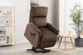 Photo 1 of Brown Soft Fabric Power Lift Recliner Chair with Remote Control