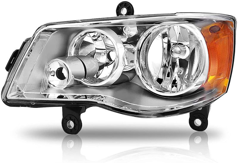 Photo 1 of 2011-2018 Grand Caravan Headlight Assembly by ADCARLIGHTS - Headlights for 2011-2018 Dodge Grand Caravan ?2008-2016 Chrysler Town & Country Headlamp Replacement Left - Chrome Housing
