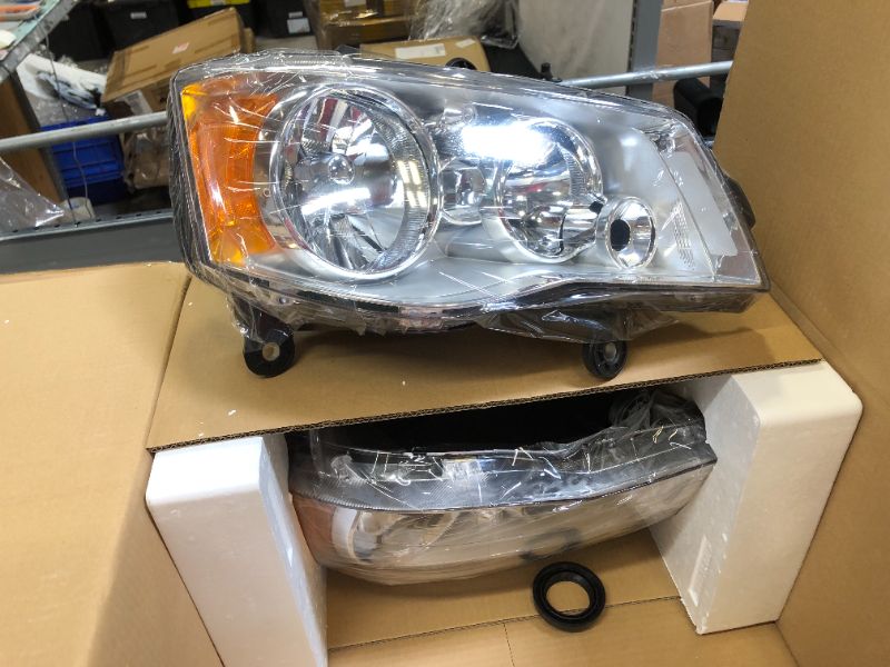 Photo 2 of 2011-2018 Grand Caravan Headlight Assembly by ADCARLIGHTS - Headlights for 2011-2018 Dodge Grand Caravan ?2008-2016 Chrysler Town & Country Headlamp Replacement Left - Chrome Housing
