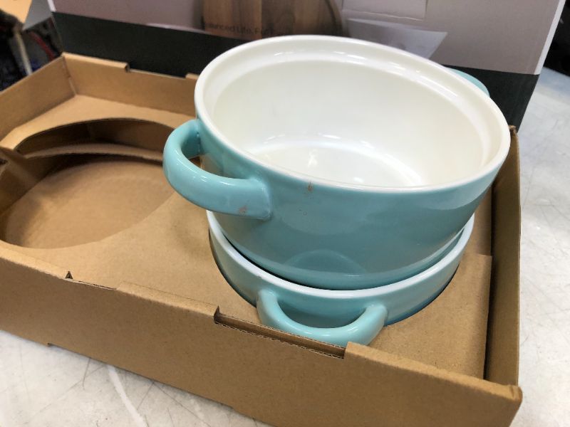 Photo 2 of 4 pack teal soup bowls 