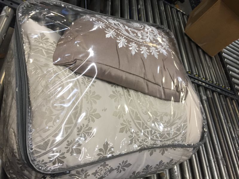 Photo 1 of Madison Park Cozy Bed in a Bag Comforter, Traditional Luxe Jacquard Design All Season Down Alternative Cover with Complete Sheet Set, King(106"x92")...
