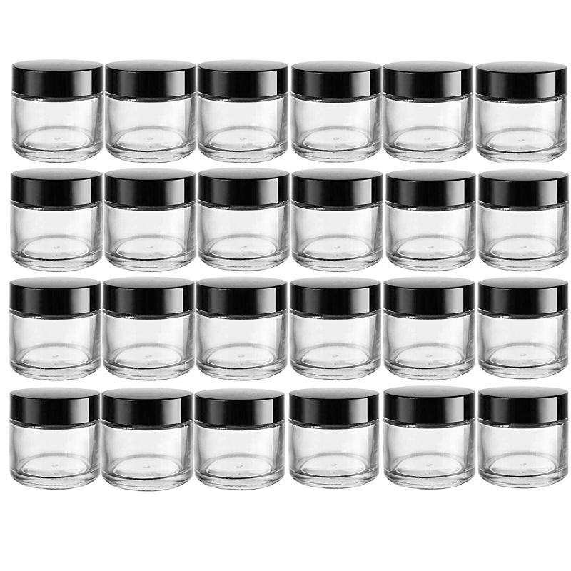 Photo 1 of 2 Oz Glass Jars with Lids Small Lip Sugar Scrub Container Mini Lotion Balm Clear Containers Glass Cosmetic Sample Empty Little Paint Round Jars for Body Butter Creams Beauty Products (24Pack)

