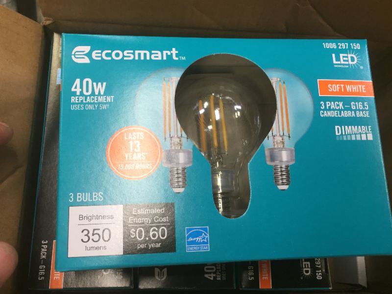 Photo 2 of 40-Watt Equivalent G16.5 ENERGY STAR and CEC Title 20 Dimmable Filament LED Light Bulb Daylight (3-Pack) 4 PACK