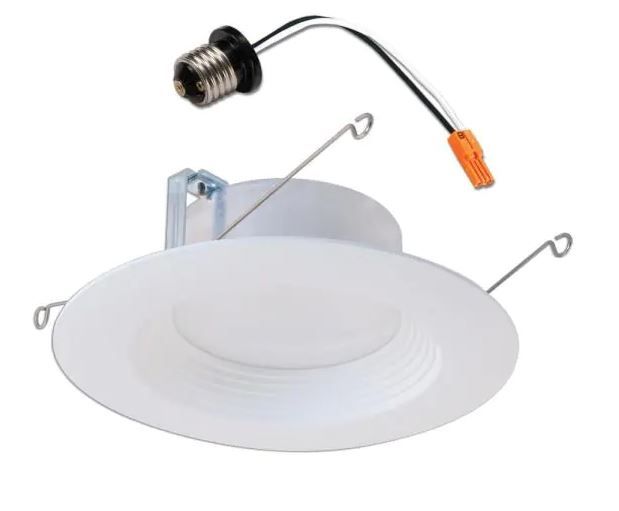 Photo 1 of 5 in. and 6 in. 5000K Integrated LED White Recessed Ceiling Light Retrofit Trim at Daylight 90 CRI Title 20 Compliant