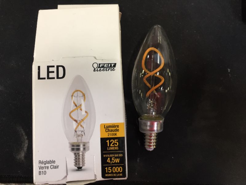 Photo 1 of 25-Watt Equivalent B10 Dimmable Candelabra Clear Glass Vintage LED Light Bulb with Spiral Filament Warm White (1-Bulb)- 12 PK