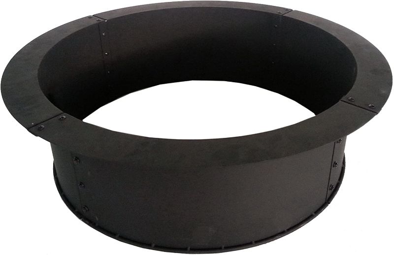 Photo 1 of 36 in. x 10 in. Round Steel Wood Fire Pit Ring in Black Porcelain Coated Finish