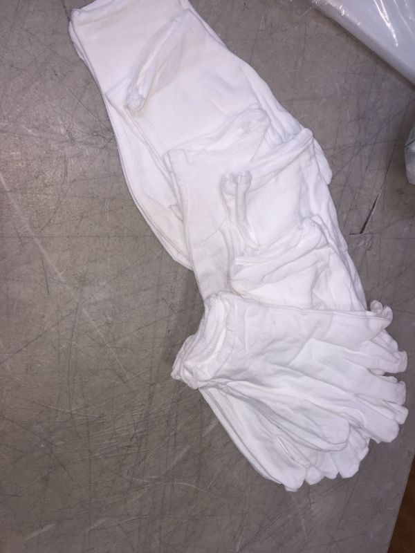 Photo 1 of 10 pairs of white gloves unknown size