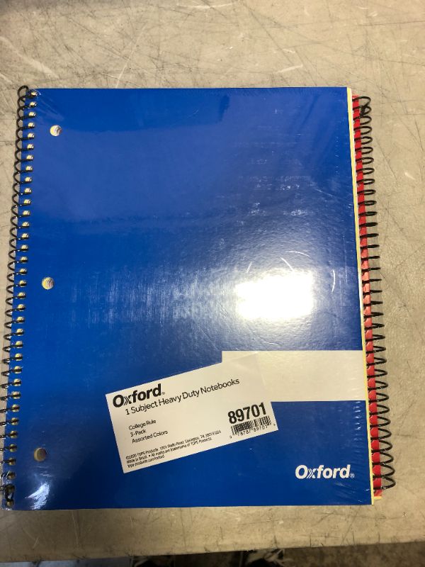 Photo 1 of OXFORD 3 PCK COLLEGE RULE ASSORTED COLOR NOTEBOOK 
BLUE/RED/GREEN