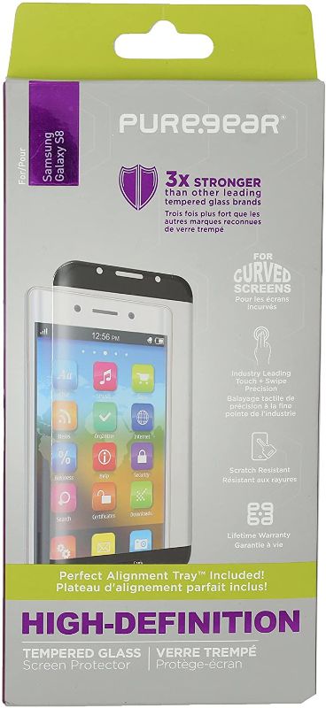 Photo 1 of PureGear Curved HD Tempered Glass for Samsung S8+ (Plus) - Clear/Black Border