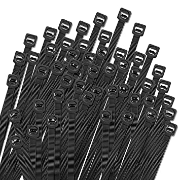 Photo 1 of TieRock Black Zip Ties Heavy Duty 8 Inch Pack of 100 - Wire Ties with 50 Pounds Tensile Strength