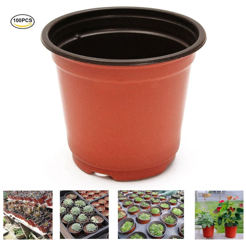 Photo 1 of 6 Inch 100 Pack Plastic Nursery Pots for Seeding Flower Planter (6 Inch 100pack)