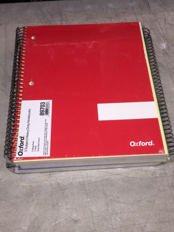 Photo 2 of Oxford Spiral Notebook 3 Pack, 1 Subject, Wide Rule, Durable Plastic Covers, Strong Coil, 1 Pocket, 8.5 x 11, 100 Sheets, Red, Green, Blue