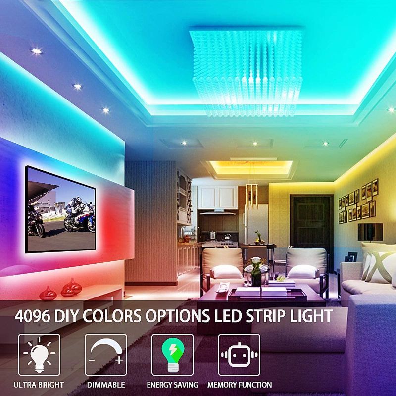 Photo 1 of RGB LED Strip Lights 16.4ft, Bright 4096 DIY Colors Rope Lights with Memory Function