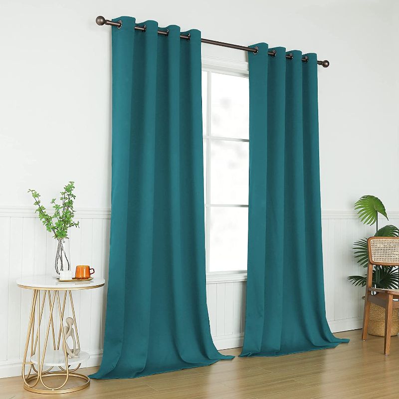Photo 1 of Blackout Window Curtains Draperies 95 Inches Long for Bedroom - All Season Thermal Insulated Grommet Block Sun Curtains Drapes for Living Room, 2 Panels, 52Wx95L Green 