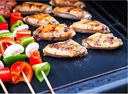 Photo 1 of  Grill Mat Set of 6-100% Non-Stick BBQ Grill & Baking Mats - PFOA Free, Reusable and Easy to Clean - Works on Gas, Charcoal, Electric Grill and More - 15.75 x 13 Inch