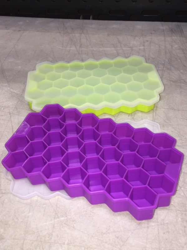 Photo 2 of 2 Pack Ice Cube Trays, Silicone Ice Cube Trays Molds, Easy Release Reusable Molds Maker, Ideal For Beverages, Whiskey & Cocktails, Juice, Safe, BPA-Free (Blue)