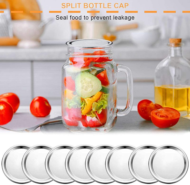 Photo 1 of 40 Pcs Wide Mouth Canning Lids, 86MM Mason Jars Split-Type Jar Lids with Silicone Seals Reusable Leak Proof Canning Jar Caps