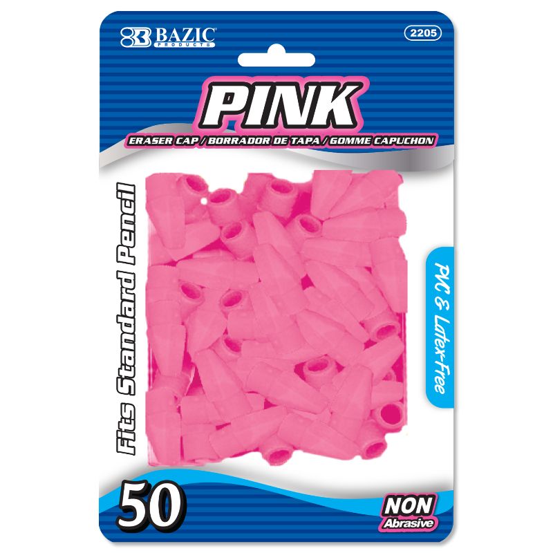 Photo 1 of Erasers - Pencil Cap, 50 Count, Pink