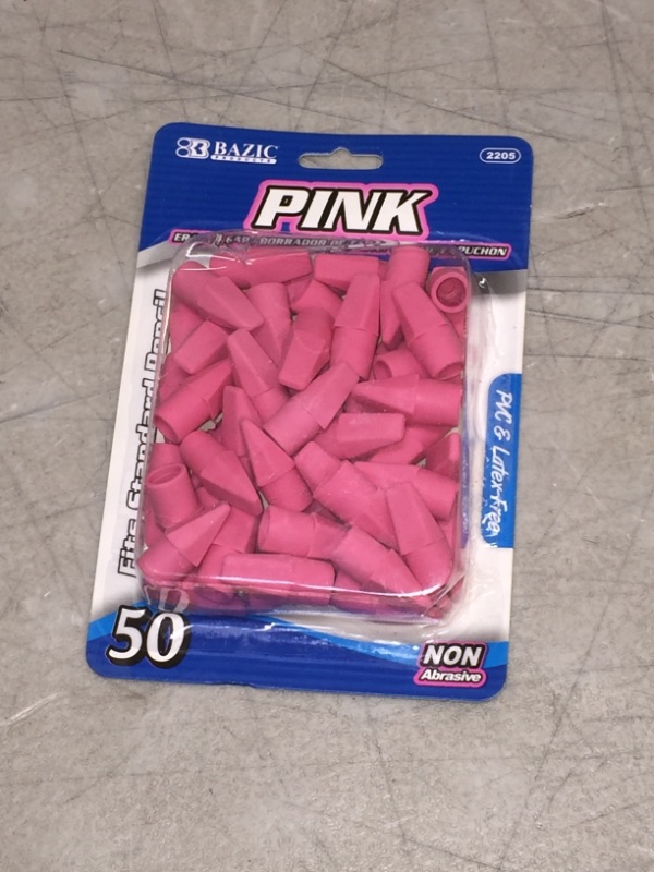 Photo 2 of Erasers - Pencil Cap, 50 Count, Pink