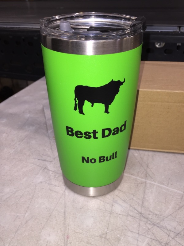 Photo 2 of “Best Dad No Bull” Dad Tumbler-Stainless Steel 20 oz Double Walled Powder Coated With Lid - Dad Gifts From Kids From Daughter From Son - Coffee Travel Mug (Or Beer Or Wine Or Any Drink)