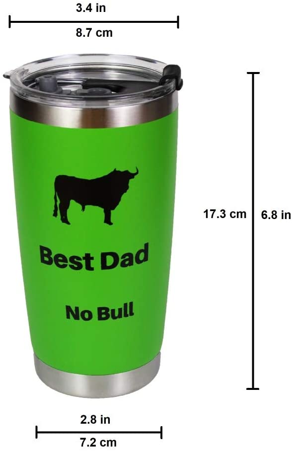 Photo 1 of “Best Dad No Bull” Dad Tumbler-Stainless Steel 20 oz Double Walled Powder Coated With Lid - Dad Gifts From Kids From Daughter From Son - Coffee Travel Mug (Or Beer Or Wine Or Any Drink)