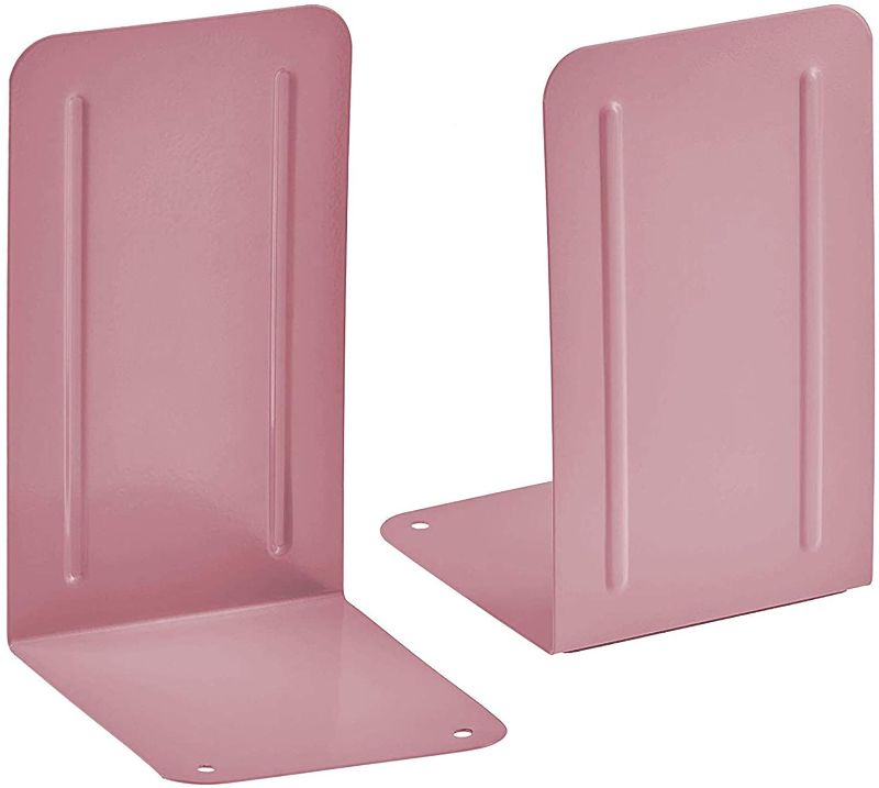 Photo 1 of Premium Metal Bookends (Heavy Duty) (Pink Color) (2 Pair)