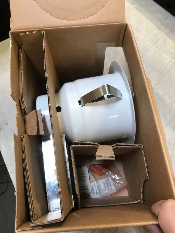 Photo 1 of Commercial Electric 5 in. White LED Swivel Baffle Round Trim New Construction and Remodel Recessed Lighting Kit with LED Bulb
