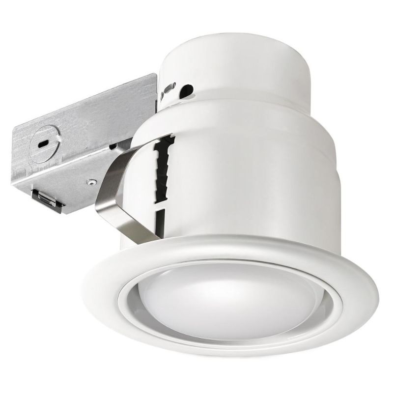 Photo 1 of Commercial Electric 5 in. White LED Swivel Baffle Round Trim New Construction and Remodel Recessed Lighting Kit with LED Bulb
