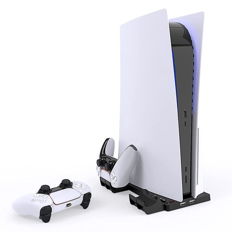 Photo 1 of FASTSNAIL Vertical Stand with Controller Charger for PS5 Console, Charging Dock for Playstation5 Pro Controller compatible with Dualsense
