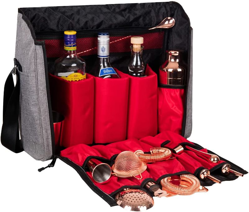 Photo 1 of  Travel Bartender Bag, 16 inch Portable Cocktail Shaker Set Bag-Grey (Bag Only)