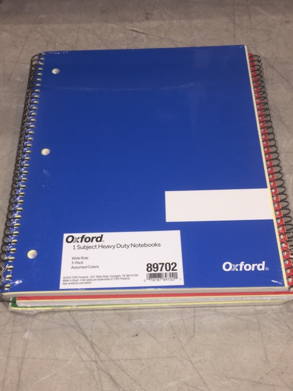 Photo 2 of Oxford Spiral Notebook 3 Pack, 3 Subject, Wide Rule, Durable Plastic Covers, Strong Coil, 3 Pockets, 8.5 x 11, 150 Sheets, Red, Green, Blue 