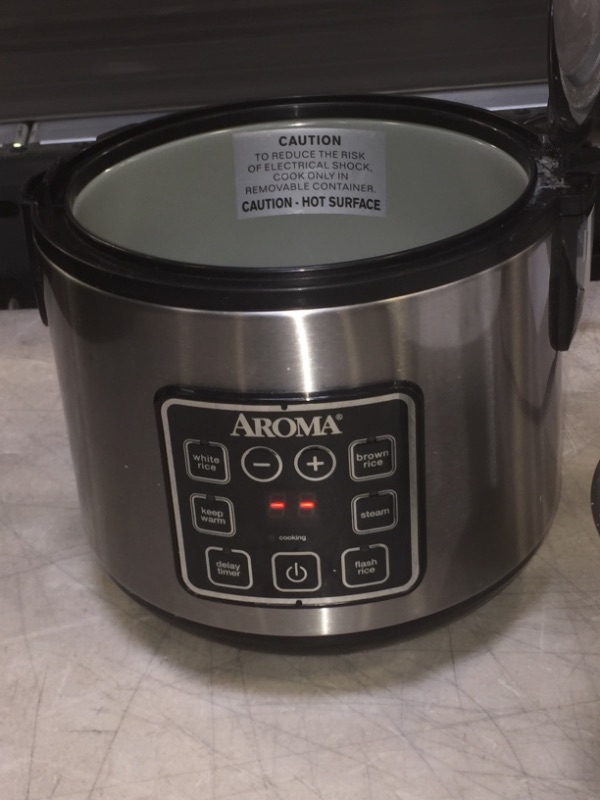 Photo 2 of Aroma Digital Rice Cooker and Food Steamer, Silver, 8 Cup