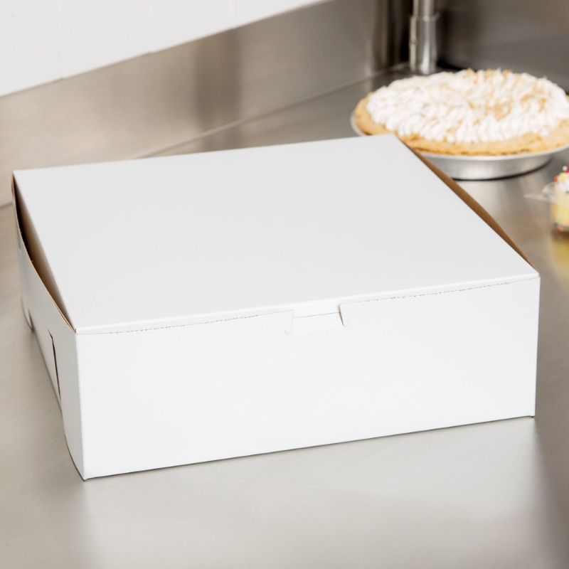 Photo 1 of 12" x 12" x 4" White Cake / Bakery Box - 50/Bundle